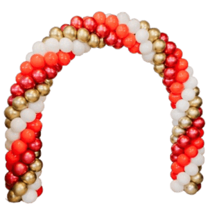 Classic Balloon Arch in red, white and gold